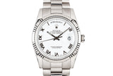2000 Rolex 18K White Gold Day-Date 118239 Roman Numeral Dial