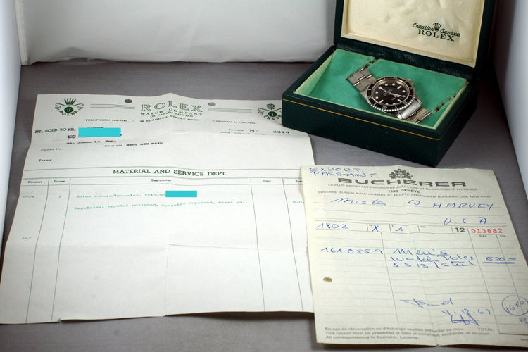 1968 Rolex Submariner 5513 Meters First with Box and Receipt