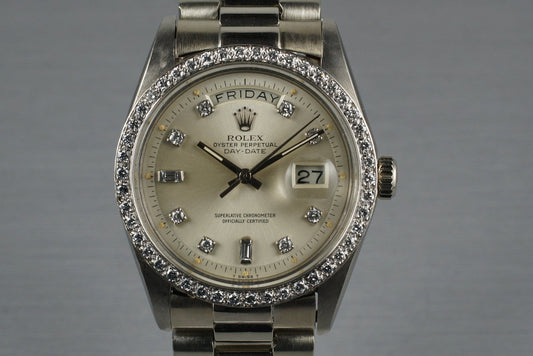 1978 Rolex White Gold  Day Date 1803 with  Diamond Dial and Bezel