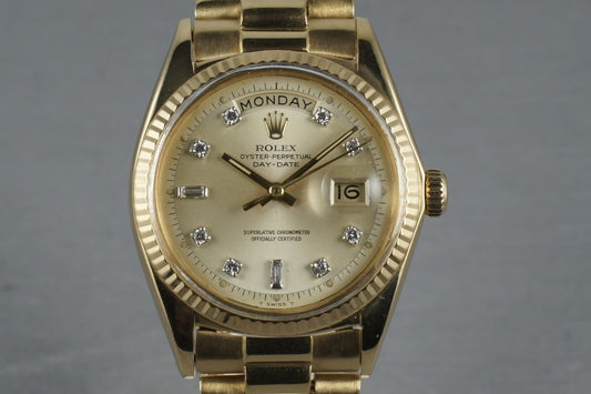 Rolex Vintage 18K YG Day Date 1803 Factory Diamond Dial