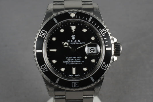 2001 Rolex Submariner 16610 with Box and Papers