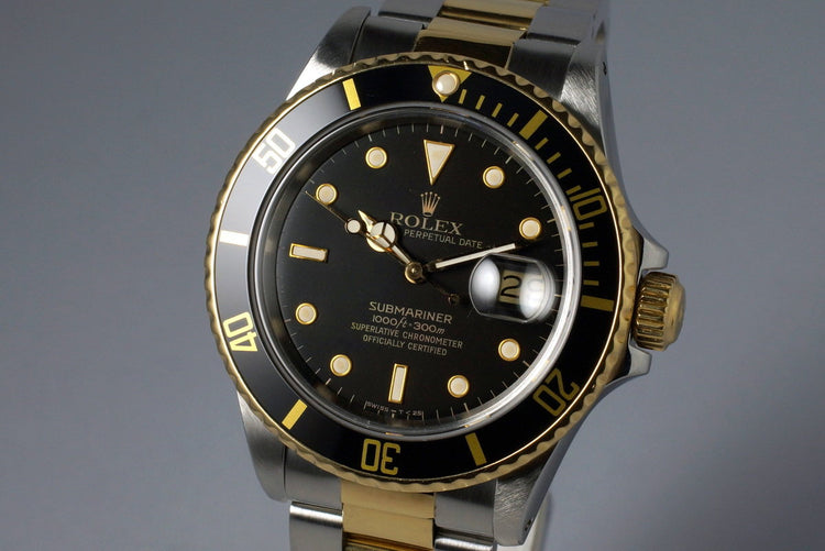 1987 Rolex Two Tone Submariner 16803 Black Dial