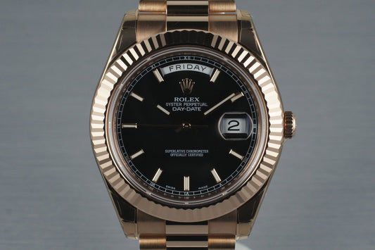 2009 Rolex Rose Gold Day Date II 218235 with Box and Papers