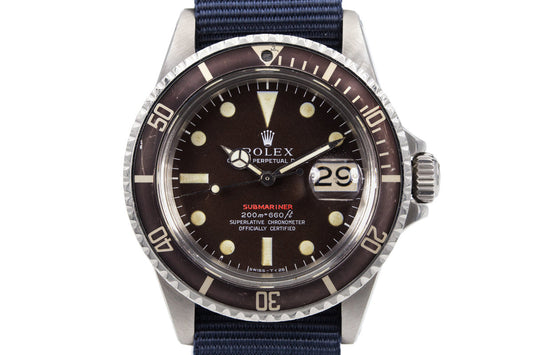 1969 Rolex Red Submariner 1680 Tropical BROWN Mark II Meters First Dial