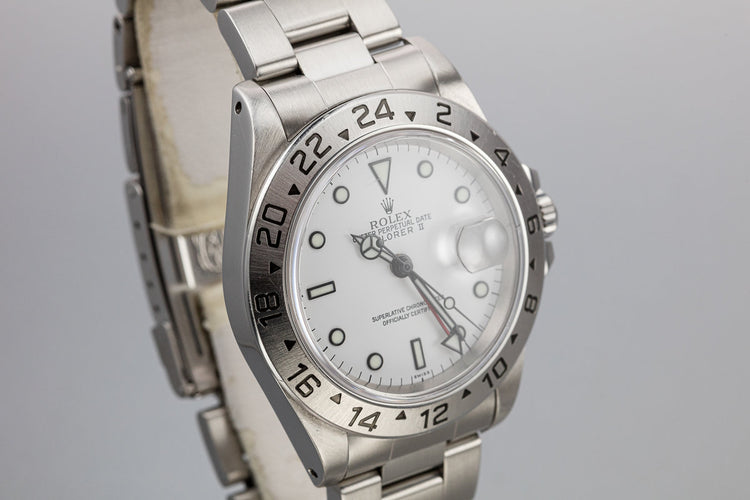 1999 Rolex Explorer II 16570 with White SWISS Only Dial