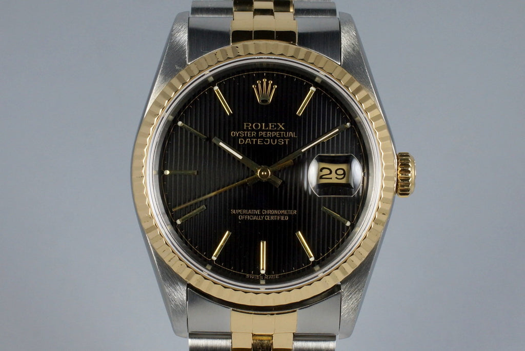 1991 Rolex Two Tone DateJust 16233 Black Tapestry Dial with Concentric Circles