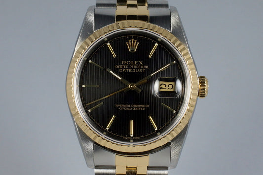 1991 Rolex Two Tone DateJust 16233 Black Tapestry Dial with Concentric Circles