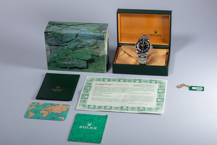 1991 Unpolished Rolex Submariner 14060 2 line Box & Papers