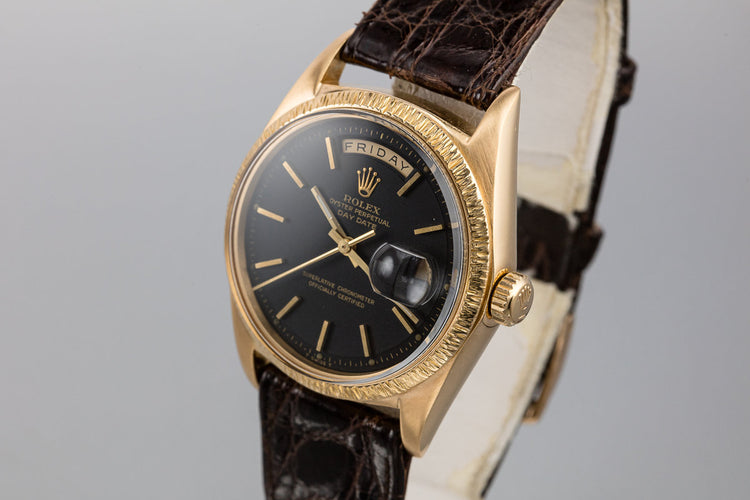 1969 Rolex 18K YG Day-Date 1807 Matte Black Dial