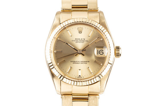 1979 Rolex 18K YG Midsize 31mm Datejust 6827