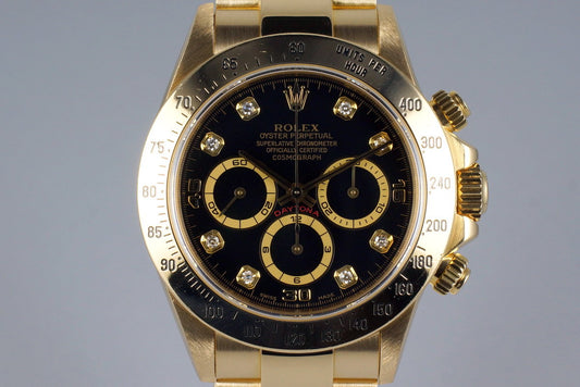 1995 Rolex YG Zenith Daytona 16528 Factory Black Diamond Dial