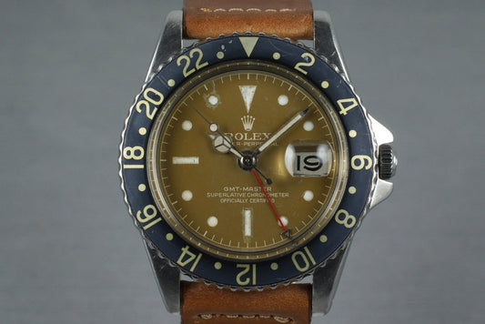 1961 Rolex GMT 1675 PCG Tropical Gilt Chapter Ring Dial