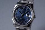 2005 Rolex DateJust 116200 Blue Jubilee Roman Dial with Box and Papers