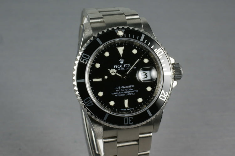 Rolex Submariner 16610 Box and Papers M serial