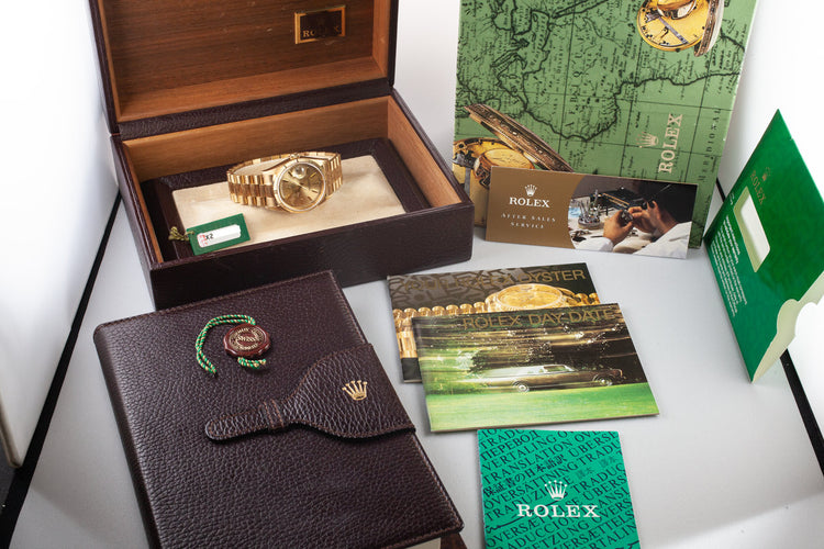 1991 Rolex 18K YG Bark Day-Date 18248 with Box