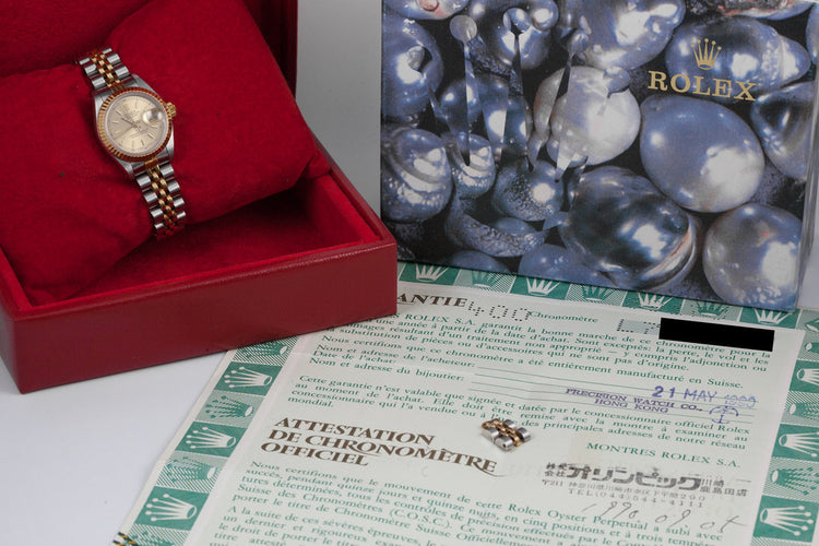 1990 Rolex Ladies Two Tone DateJust 69173 with Box and Papers