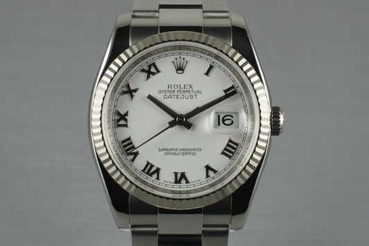 2006 Rolex DateJust 116234 with White Roman Numeral Dial
