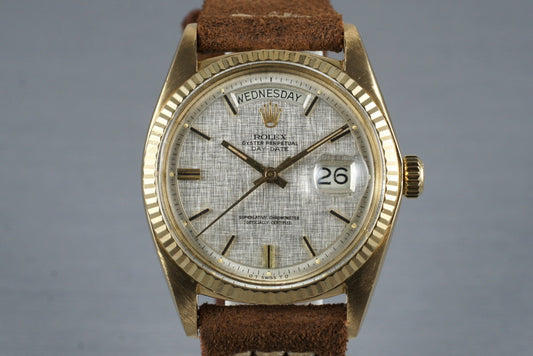 1972 Rolex YG Day-Date 1803 with Silver Linen Dial