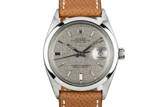 1971 Rolex DateJust 1600 Smooth Bezel with Grey Linen Sigma Dial