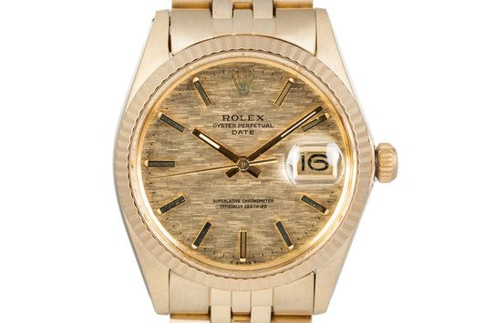 1973 Rolex Date 1500 14K YG Mosaic Dial