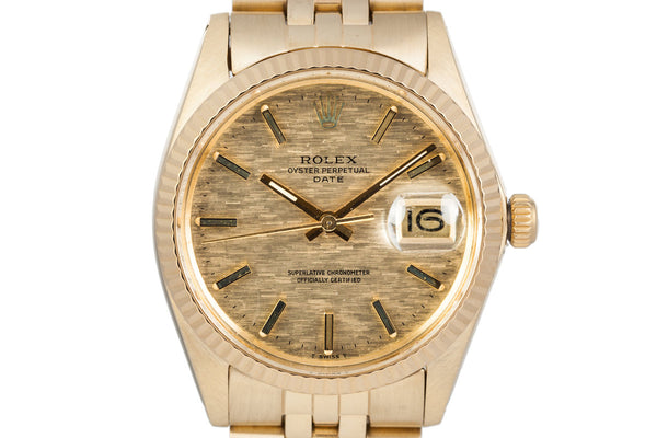 HQ Milton - 1973 Rolex Date 1500 14K YG Mosaic Dial, Inventory