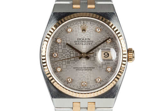 1999 Two Tone Rolex OysterQuartz DateJust 17013 with Factory Diamond Dial