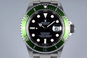 2009 Rolex Green Submariner 16610V with Box and Papers