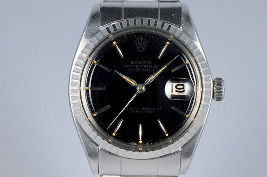1964 Rolex DateJust 1603 Glossy Black Dial with Box and Papers