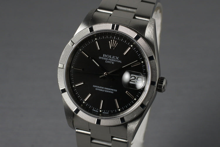 2001 Rolex Black Dial Date 15210 with Box & Papers