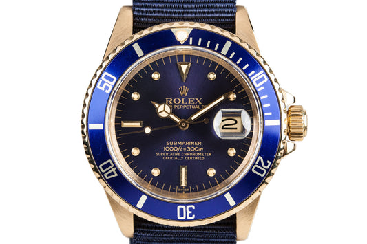 1984 Rolex 18k Submariner 16808 Blue Nipple Dial