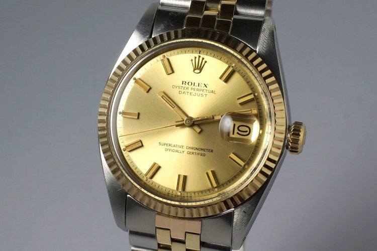 1972 Rolex Two Tone Datejust 1601 Champagne 'Wide Boy' Sigma Dial