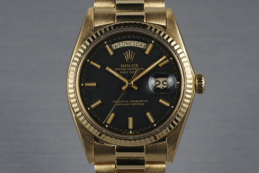 1972 Rolex Gold Day-Date 1803 with Black Wide Boy Dial