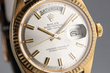 1968 Rolex 18K Day-Date 1803 Silver "Wide Boy" Dial with Box and Double Punch Papers