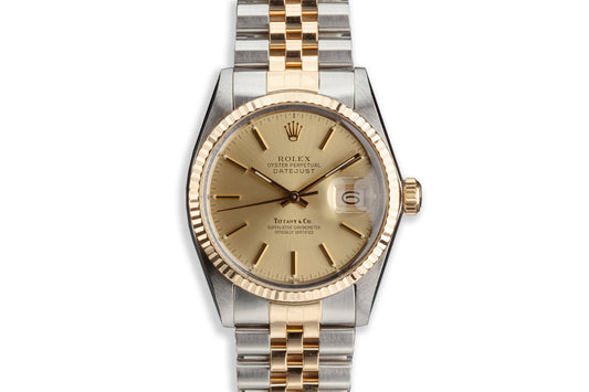 1984 Vintage Rolex Two-Tone DateJust 16013 With Gold "Tiffany & Co." Dial
