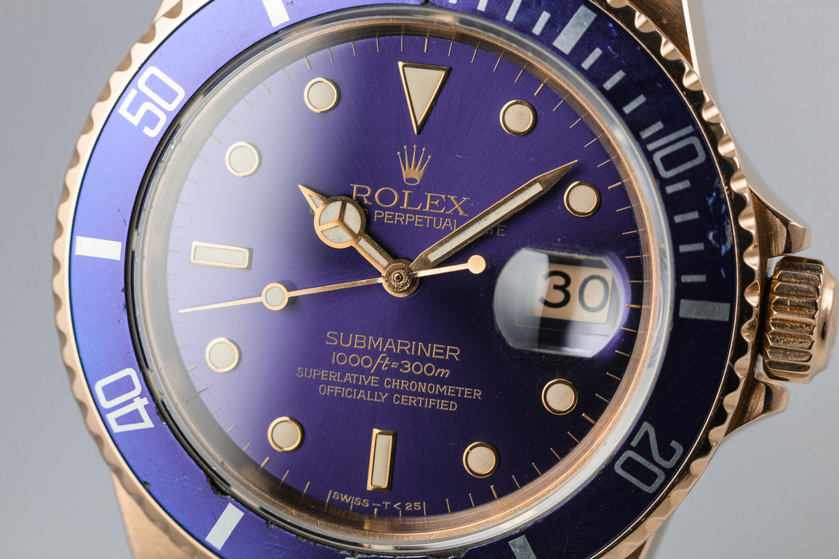 HQ Milton - 1982 Rolex YG Submariner 16808 with Purple Dial