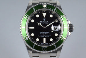 2004 Rolex Green Submariner 16610V with Box and Papers