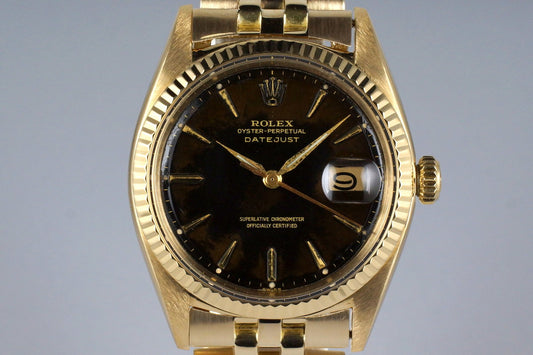 1961 Rolex YG Datejust 1601 Tropical Glossy Gilt Dial