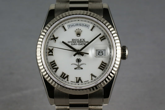 Rolex White Gold President 118239 with White Saudi Palm Tree and Sword Dial