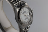 1999 Rolex Ladies Datejust 69174 with White Gold Bezel and Box and Papers