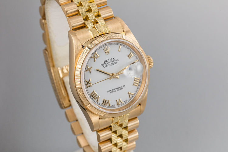 1999 Rolex 18K YG DateJust 16248 "Bark Master" with White Roman Numeral Dial