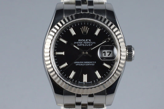 2005 Rolex Ladies Datejust 179174 Black Dial with Box and Papers