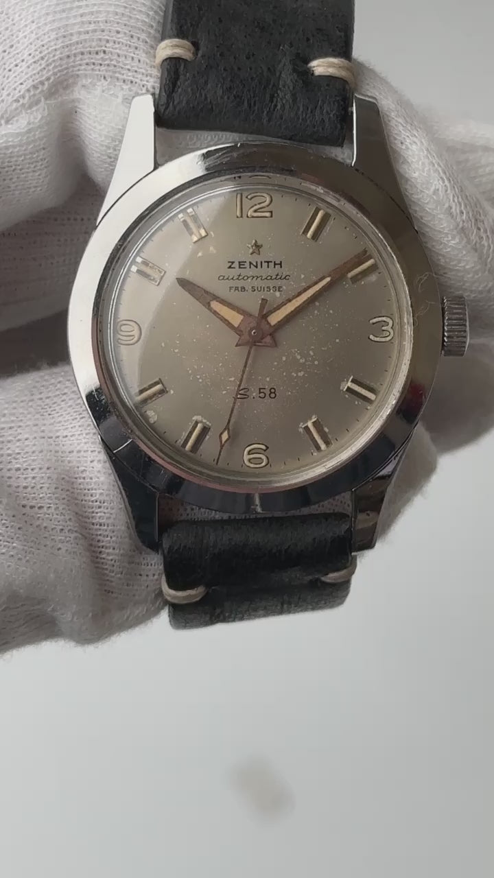 HQ Milton 1958 Zenith S58 1st Model Silver Dial Inventory A4636 For Sale