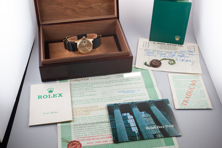 1972 Rolex 18K YG Day-Date 1803 with Box and Papers