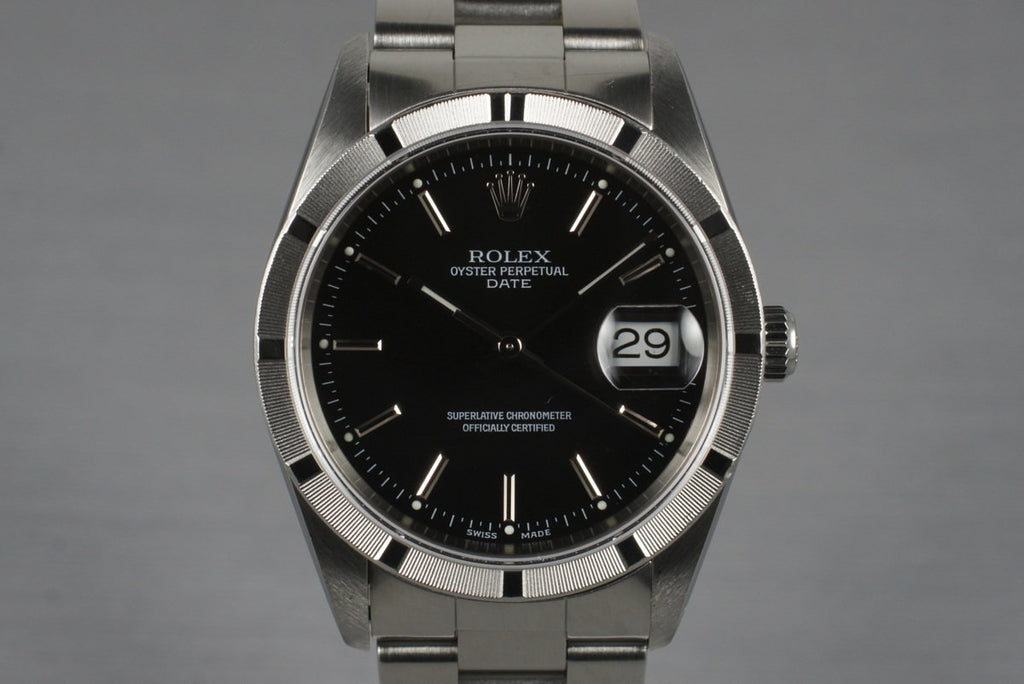 2001 Rolex Black Dial Date 15210 with Box & Papers