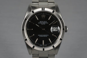 2001 Rolex Black Dial Date 15210 with Box & Papers