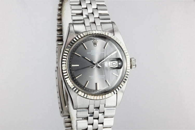 1972 Rolex DateJust 1601 No Lume Grey Dial with Box and Double Punched Papers
