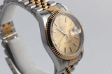 1995 Rolex Two Tone DateJust 16233 Gold Dial With Box and Papers