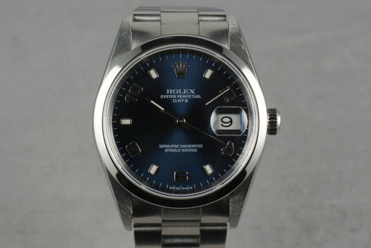 2002 Rolex Blue Arabic Dial Date 15200 With Box & Papers