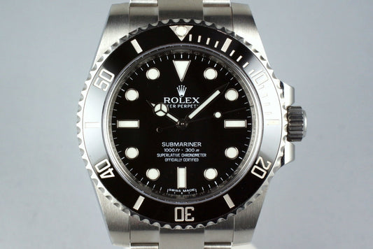 2015 Rolex Submariner 114060 with Box and Papers