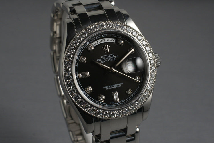 2006 Rolex Platinum Masterpiece Day-Date 18946 Black Diamond Dial and Box and Papers